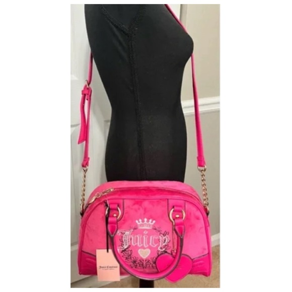 ❣️SOLD❣️ NEW Juicy Couture Free Love Heritage Bowler Satchel Crossbody Hot Pink - Picture 2 of 13